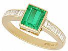 1.10 ct Emerald and 0.45 ct Diamond, 18 ct Yellow Gold Dress Ring - Vintage 1988