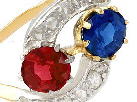 gold spinel and sapphire ring
