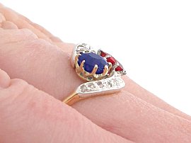 antique spiniel and sapphire ring wearing