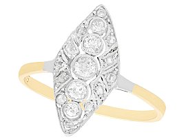 0.39ct Diamond and 14ct Yellow Gold Marquise Ring - Art Deco - Antique Circa 1930