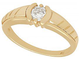 0.28 ct Diamond and 18 ct Yellow Gold Solitaire Ring - Vintage Circa 1950