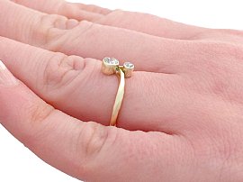 Antique 2 Stone Diamond Ring Wearing 