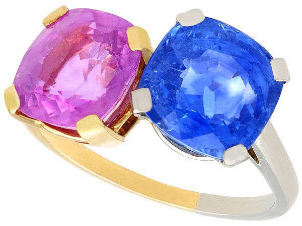 Blue and Pink Sapphire Ring