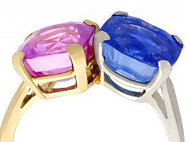 Vintage Blue and Pink Sapphire Ring