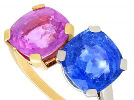 Blue and Pink Sapphire Ring Vintage