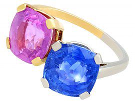 Blue and Pink Sapphire Twist Ring