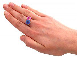 Blue and Pink Sapphire Ring Open Card