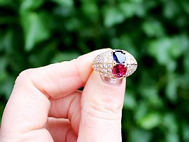 ruby and sapphire gold ring
