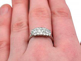Pave Set Diamond Ring wearing close up view