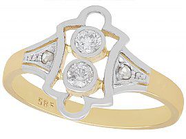 0.21 ct Diamond and 14 ct Yellow Gold Dress Ring - Antique European Circa 1920