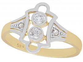 0.21ct Diamond and 14ct Yellow Gold Dress Ring - Antique European Circa 1920