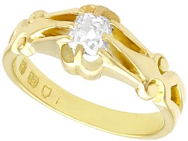 0.54 ct Diamond and 18 ct Yellow Gold Solitaire Ring - Antique 