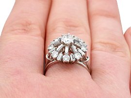 1960s Diamond Cocktail Ring Wearing 
