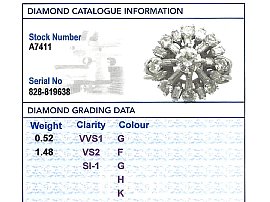 1960s Diamond Cocktail Ring Grading Card