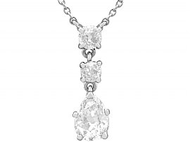 1.42ct Diamond and 18ct White Gold Drop Necklace - Antique Circa 1930