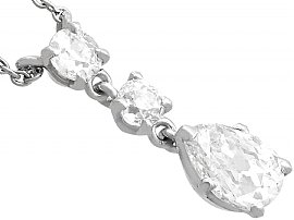 Antique Diamond White Gold Drop Necklace 
