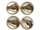 Essex Crystal and 14 ct Yellow Gold 'Horse' Cufflinks - Antique Victorian