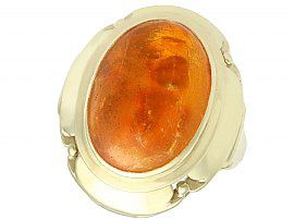 4.61 ct Amber and 14 ct Yellow Gold Cocktail Ring - Vintage Circa 1940
