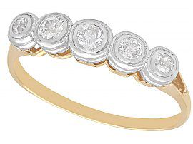 0.23ct Diamond and 18ct Yellow Gold, 18ct White Gold Set Dress Ring - Antique Circa 1920