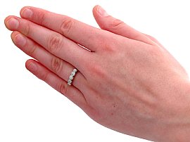 5 Stone Diamond Ring White Gold Wearing Hand