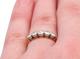 5 Stone Diamond Ring White Gold Finger Wearing