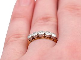 Wearing 5 Stone Diamond Ring White Gold 