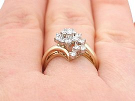 Vintage Gold Diamond Cluster Ring Wearing