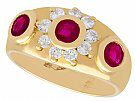 0.60 ct Ruby and 0.20 ct Diamond, 18 ct Yellow Gold Dress Ring - Vintage French Circa 1950