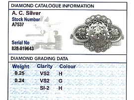 White Gold Dress Ring with Diamonds Grading Card
