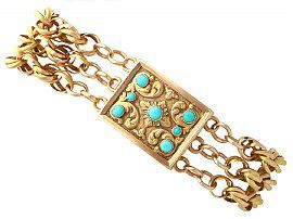 Turquoise and 18 ct Yellow Gold Mourning Locket Bracelet - Antique Circa 1821