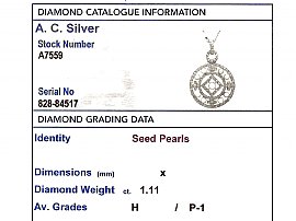 Antique Diamond and Pearl Pendant Grading Data