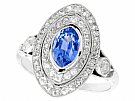 0.59 ct Sapphire and 0.65 ct Diamond, 18 ct White Gold Marquise Ring - Antique French Circa 1910