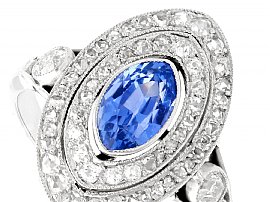 French Marquise Sapphire and Diamond Ring 