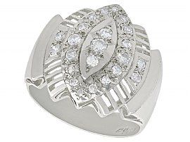 0.65 ct Diamond and 18 ct White Gold Dress Ring - Art Deco Style - Vintage Circa 1950