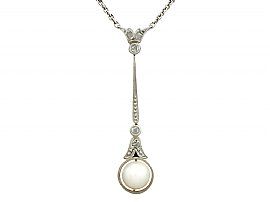 0.05 ct Diamond and Seed Pearl, 14 ct Yellow Gold Pendant - Antique Circa 1910