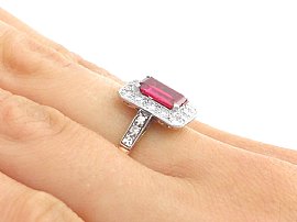 Antique Synthetic Ruby Ring Wearing