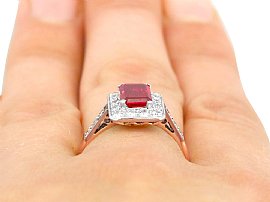 Antique Synthetic Ruby Ring Wearing
