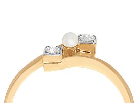 yellow gold pearl and diamond dress ring