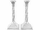 Sterling Silver Corinthian Column Candlesticks - Antique Victorian