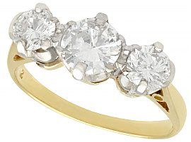 1.38 ct Diamond and 18 ct Yellow Gold Trilogy Ring - Vintage Circa 1980
