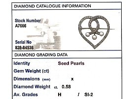 Antique Diamond and Pearl Heart Brooch Grading