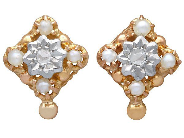 Pearl and Diamond Stud Earrings 