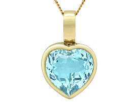 13.50 ct Topaz and 9 ct Yellow Gold Heart Pendant - Vintage Circa 1990