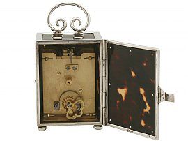 Sterling Silver & Tortoiseshell Boudoir Clock - Antique George V