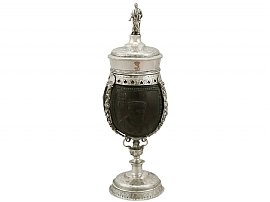 Continental Silver Mounted Coconut Cup and Cover - Antique Circa 1800