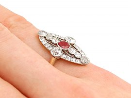 Ruby and Diamond Marquise Ring