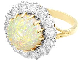 Opal and Diamond Cluster Ring