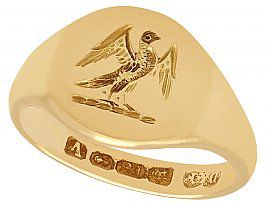 18 ct Yellow Gold Signet Ring - Antique 1920