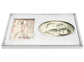 silver double photo frame flat