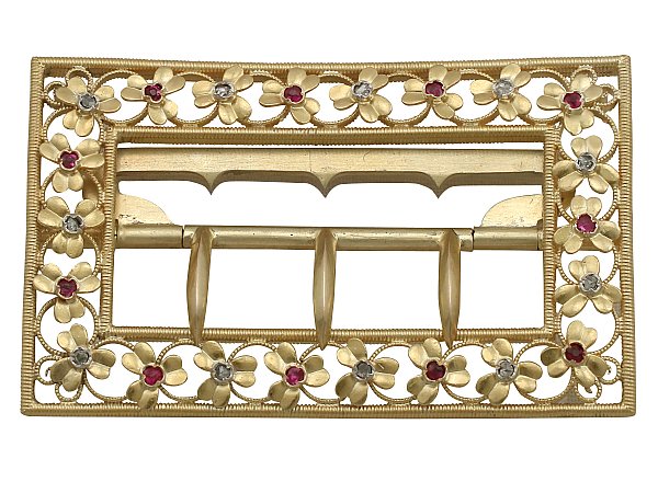 Antique Gold Belt Buckle with Rubies